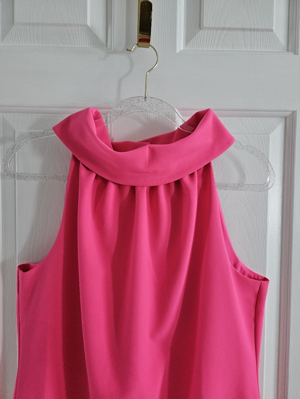 NWOT STS Sail To Sable Pink Cowl Neck Button Back Sleeveless Hydra Shift Dress - Picture 3 of 9